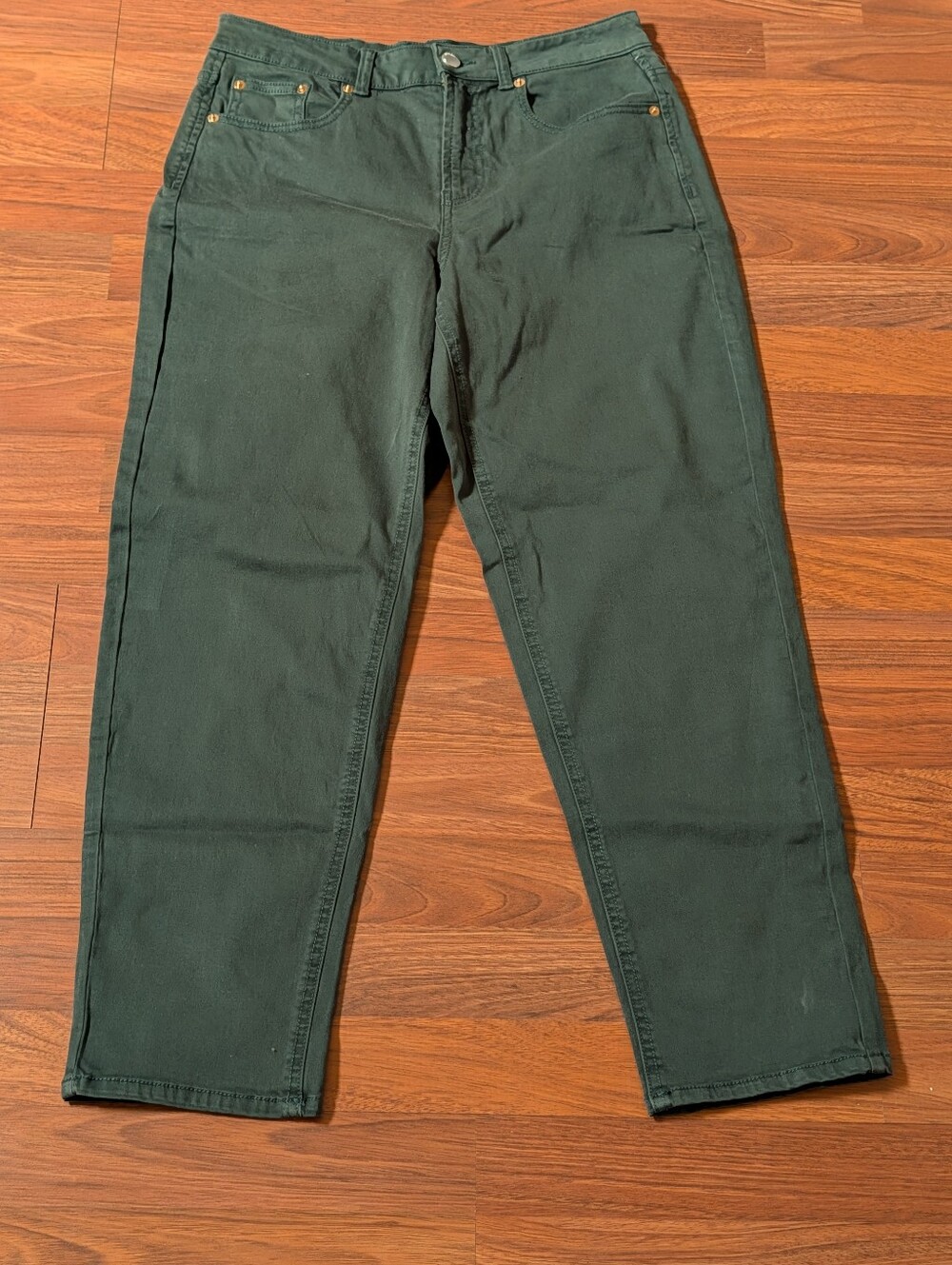 NWOT 78&Sunny Dark Green Crop Ankle Skinny Jeans 6 High Rise Stretch